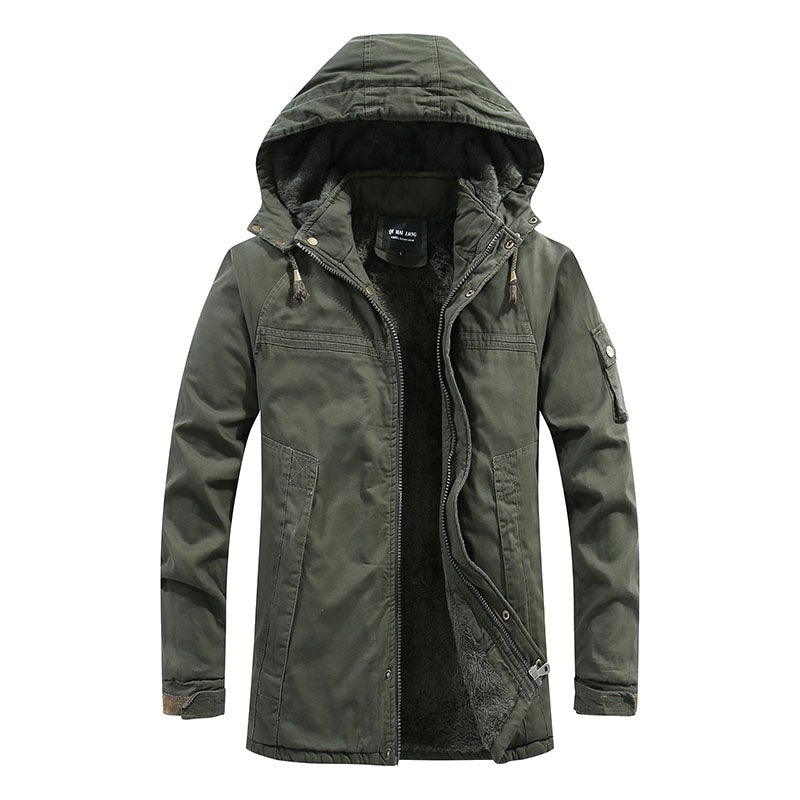 2019 New Winter Youth Cotton Clothes Men'S Mid-Length Slim-Fit Washed Cotton-Padded Coat Thickened Coat Cotton-Padded Coat Fashionable Tooling - Image 2